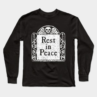 Rest In Peace Gravestone Rubbing for Dark Backgrounds Long Sleeve T-Shirt